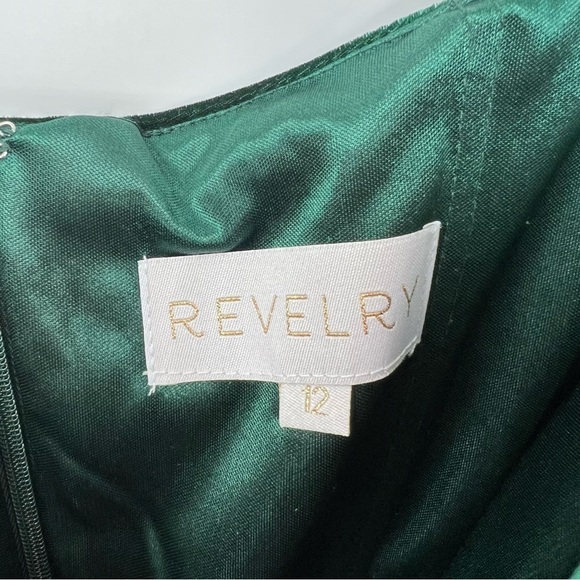 Revelry Skye Velvet Dress Emerald Green 613 Size 12 Bridesmaid Gown Maxi - Picture 5 of 8